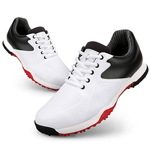 GRASSAIR Chaussures de Golf pour Homme, Chaussures de Sport légères et imperméables, Chaussures de Golf Respirantes pour Hommes pour Terrain d'entraînement de Golf extérieur et intérieur,Blanc,39 Cover