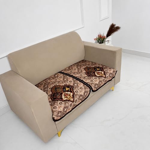 Image of Homerz Premium 'Maharaja Paradise Series' Sofa Cover | Net Fabric Sofa Cover | Washable, Anti-Dust Backed & Wrinkle Resistant Cover (Noor Mahal, 2 Seater, Only Seat Cover)