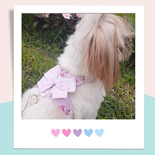roupa para cachorro pet vestido com guia rosa floral porte pequeno medio (G – 41 a 51 TORAX)