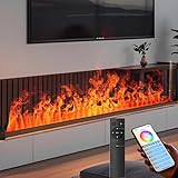 LESBJFDM Atomisierter Kamin mit 3D Wasserdampf Flamme und Elektrischem Dampf Effekt, Ohne Heizung, Fernbedienung und Touch-Control, Edelstahl für Innenräume
