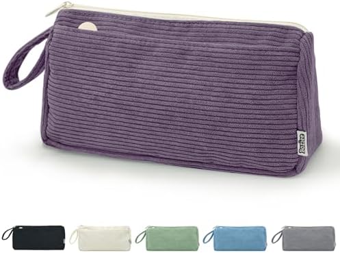 Boziee Cord-Stoff Federmäppchen Mäppchen Große Kapazität Stiftetasche Cordury Federtasche Pencil Case Schulmäppchen Organizer für Schule | Büro Mädchen Teenager Stiftetui (Lila)