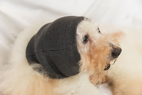 Image of Dog Ear Wrap Keep Calm Comfort Anti Anxiety Relief Protector Head Cover Ears Wrap for Dog Grey+Purple M