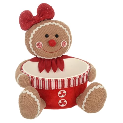 Mr Crimbo Christmas Candy Holder Gingerbread Person Figure Decoration Festive Treats Bowl 27cm - Lady
