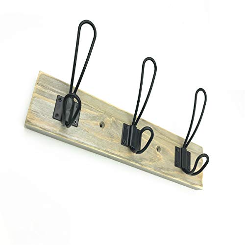 Sageme Wall Mounted Coat Rack, Wooden Entryway Vintage Rustic Coat Rack Hat Hanger Rack 3-Hook Rail For The Entryway, Bathroom, Bedroom, Kitchen, Mudroom Solid Wood (3 Hooks, Black) #TOP7