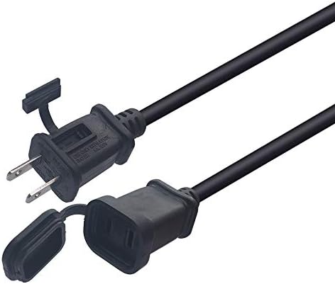 Tekit (6.6ft) US Power Extension Cable Cord with Fuse and Waterproof Cover, US AC 2-Prong Male/Female Power Cable,USA Outlet Saver Power Extension Cord 2-Prong for NEMA 5-15P to NEMA 5-15R