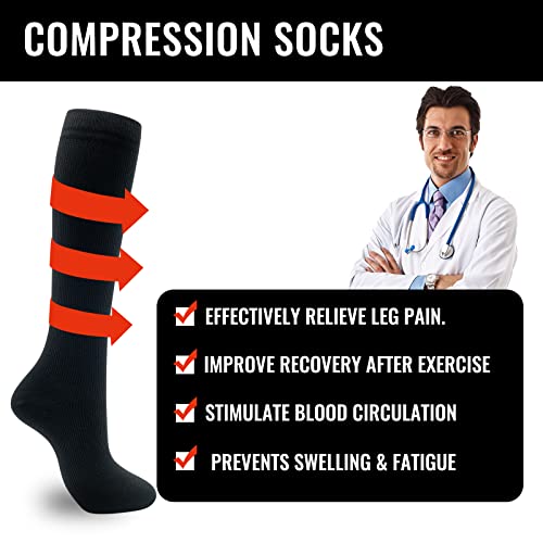 Image of fenglaoda Compression Socks for Women Men 3 Pairs Graduated Compression Support Circulation Socks for Nurses
