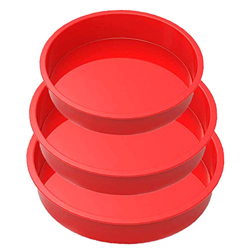 XIDAJIE Silicone Cake Mold Pan 3Pcs Round Silicone Cake Pan Baking Pans for Christmas Baking Nonstick and Quick Release 65 8 9 Christmas Home Baking Tool