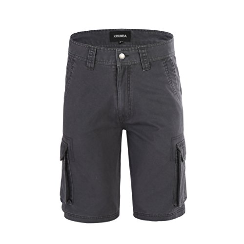 Krumba Hombres Algodón Al aire libre Casual Pantalones cortos de carga Gris 34 Cover