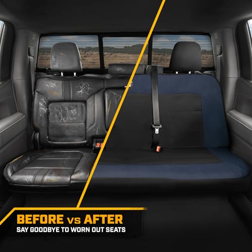 Image of CAT MeshFlex Blue Rear Seat Cover for Cars, SUVs & Mid-Size Pickup Trucks - Durable 60 /40 Split Rear Bench Seat Protector, Back Seat Cover, Interior Auto Accessory, Not for Full-Size Pickup Trucks