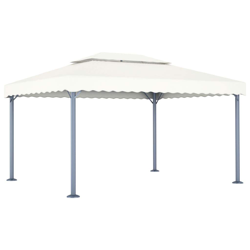 Pawilon ogrodowy, 400 x 300 cm, kremowo-biały, z aluminiową ramą i łańcuchem świetlnym LED, składany, na taras, balkon, imprezę w ogrodzie, wesele, grillowanie, festiwal, wydarzenie, kemping