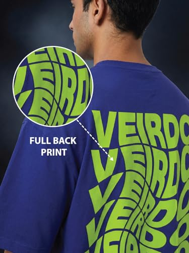 Image of Veirdo Men's Cotton Oversized Fit Oversized Baggy Fit Drop Shoulder Cool and Stylish Graphic Printed Design Half Sleeve T-Shirt (Available Sizes: S to 2XL)