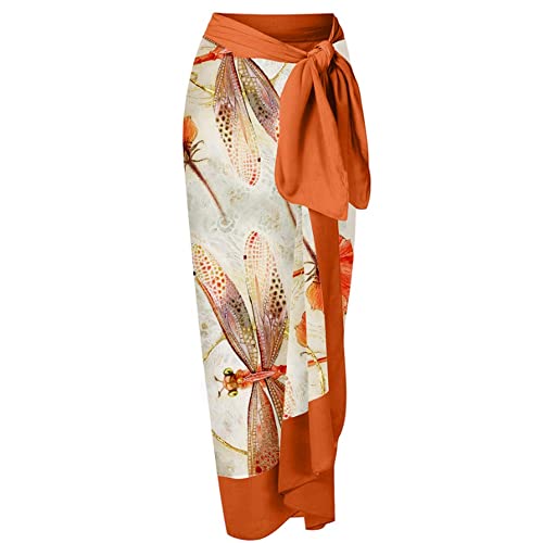 Maillot de bain une pièce couvrant jupe imprimée orange