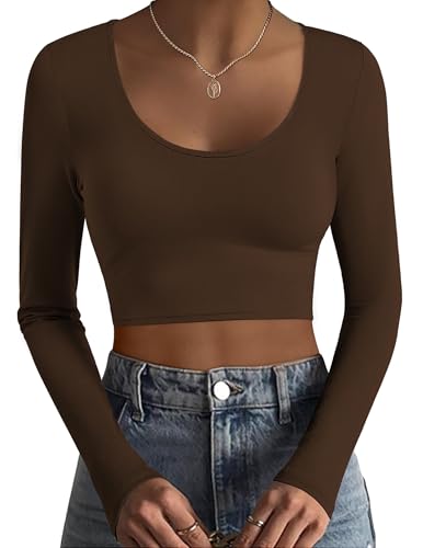 Ekouaer Long Sleeve Crop Tops for Women