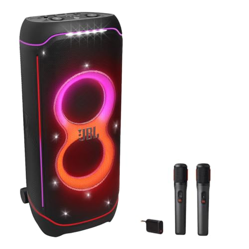 Image of JBL PartyBox Ultimate Speaker Bundle with Wireless Microphone System | Wireless speaker system with dual wireless microphones, Dolby Atmos over Wi-Fi, Bluetooth and JBL Pro Sound