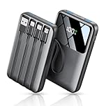 Power Bank 27000mAh, 22.5W Fast Charging Portable Charger with LCD Display, Built-in 4 Cables & 6-Device Charging, PD 3.0 QC 3.0, USB-C In/Out, Compatible with iPhone 17/16/15/14/13/12