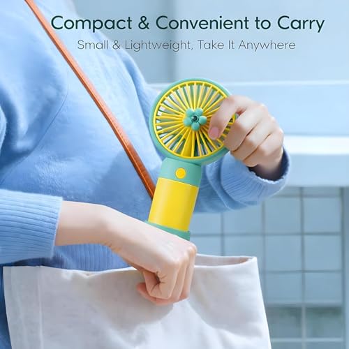 Image of Portable Handheld USB-C Rechargeable 3 Adjustable Speeds Mini Fan for Home Office & Outdoors (Yellow)