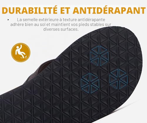 KuaiLu Tongs Hommes été Cuir en tissu Mousse de Yoga Plage Piscine Sandales – vue 7