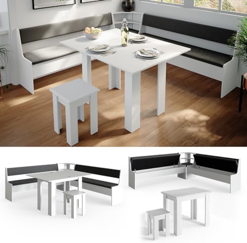 Vicco Gruppo Panca Ad Angolo Bianco 210 X 41.5 Cm Con Tavolo - 2