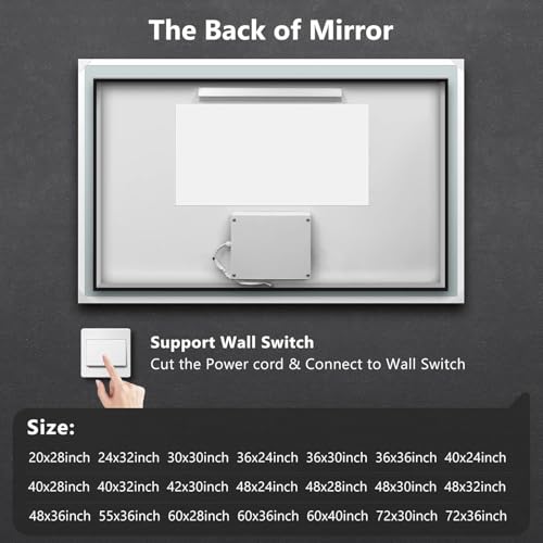 ROOMTEC 88 x 38 Inches LED Bathroom Mirror with Front and Backlit,Anti-Fog,3 Colors and Dimmable Light(Horizontal/Vertical), Silver