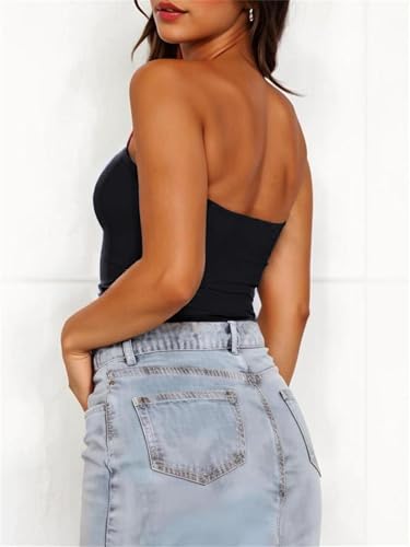 ForeFair Women's Sexy Strapless Tube Tops Backless Bandeau Sleeveless Basic Going Out Tops Summer Tank Top4