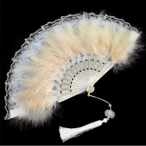SJBAUTYO Abanico Plumas, 1920s Mano Abanico de Plumas,20s Antiguo Ventilador Mano para Traje Víspera Todos Santos Espectáculo Baile Fiesta Té Boda Decoración