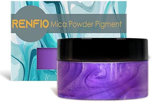 Renfio Mica Powder Pigment Natural Fine Powdered Pigments Pearl Shimmer Epoxy Resin Dye for Painting Soap Making Slime Bath Bombs 3.5 Oz (100g) - Black