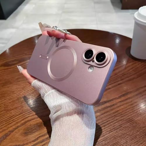Étui de chargement sans fil magnétique antichoc rose pour iPhone 14 Pro