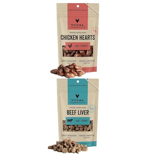 Vital Essentials Freeze Dried Chicken Hearts (1.9 oz) & Beef Liver (2.1 oz) Dog Treats Bundle