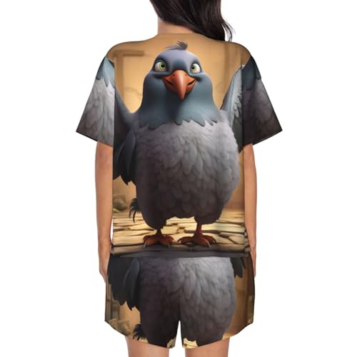 Pijama de manga corta para mujer cómodo conjunto de verano para viajes 5