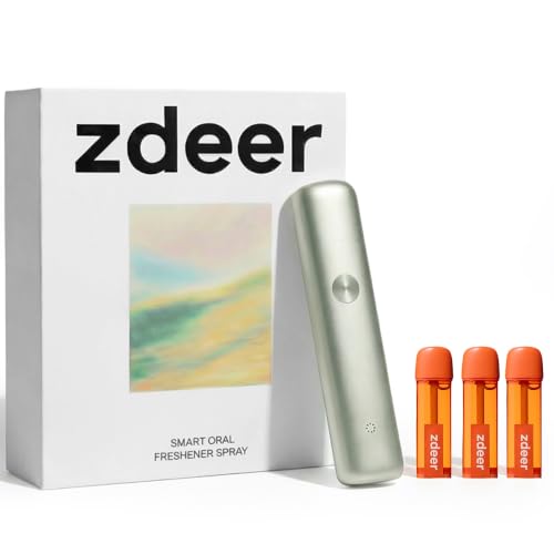 ZDEER PW13 Electric Cool Breath Spray Probiotic Mouth Spray Oral Spray Alcohol-Free for Fresh Breath & Dry Mouth Rechargeable 3 Flavor Cartridges Travel Size Ideal for Dating Office Daily Use