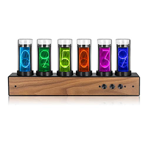 Retro Nixie-Inspired Modern Digital Gixie 6-Digit LED Shelf Clock...