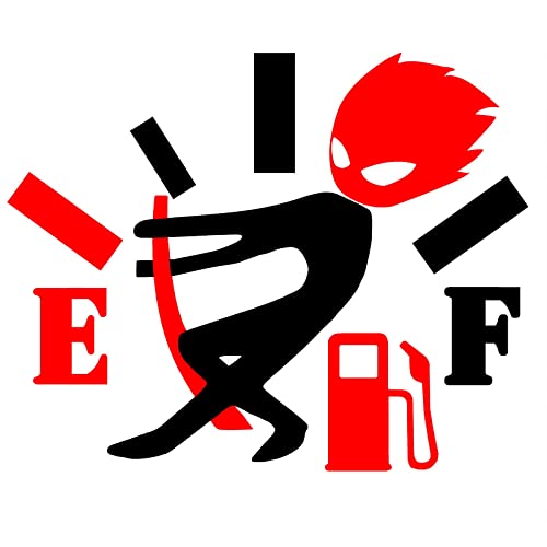 Image of 5.5 inch Reflective Funny Stickers, High Gas Consumption Decal, Angry Boy Adjusting Fuel Gauge, Empty Fuel Gage Stickers for Cars, Van, Trucks, Decals for Women Men 1 Pack