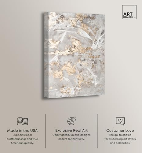 Art Remedy Celestial Gold 2 Canvas Elegant Gold Abstract, Gallery Wrapped, 24" x 36" by Art Remedy - Used condition - Image 2
