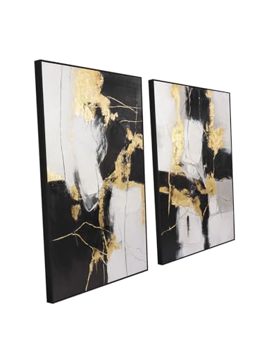 SAFERRYHOME Framed Wall Art - Black and Gold Wall Art