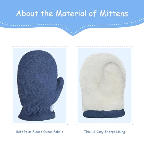 Image of Toddler Warm Mittens Baby Boys Winter Gloves 2 Pairs Winter Sherpa Fleece Lined Mittens for Girls