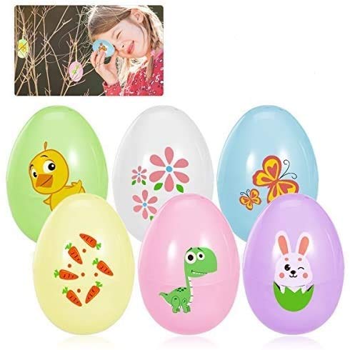 LUOEM 12pcs Plastic Easter Eggs Jumbo Easter Eggs Toys Party Favors Perfect for Easter Egg Surprise Hunt