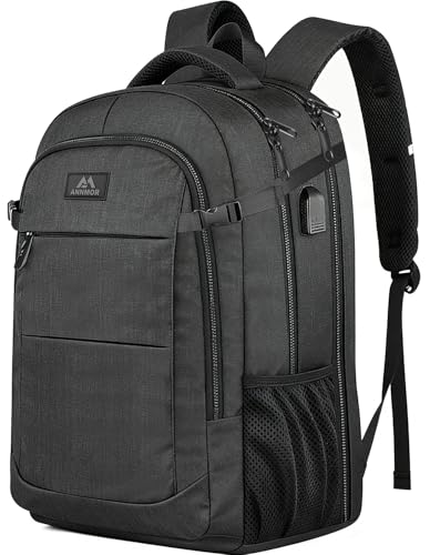 Annmor Zaino Porta Pc, 17,3 Pollici Antifurto Per Uomo, Zaino Da Viaggio & Scuola Con Porta Usb, Compagno Versatile Per Adolescenti, Studenti E Lavoratori