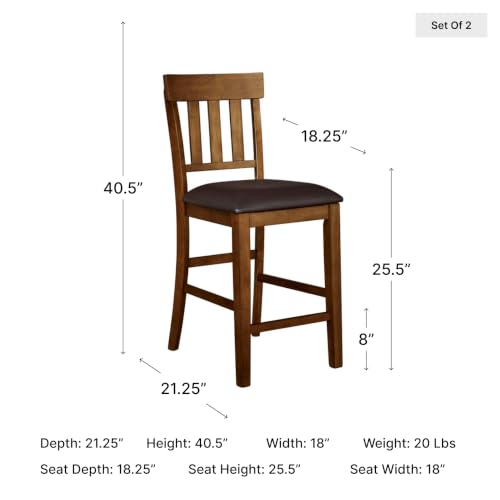 Image of Signature Design by Ashley Ralene Traditional 26 inch Counter Height Faux Leather Seat Barstool, 2 Count, Brown