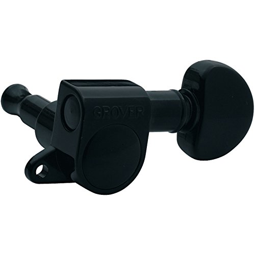 Grover 205BC6 Rotomatic Mini 6 in Line Machine Heads, Black Chrome