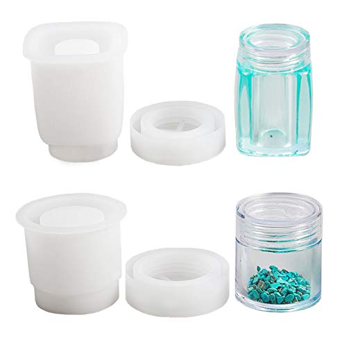 2Pack Resin Casting Silicone Mold Bottle with Lids Epoxy Resin Molds DIY Handmade Jar Crafts Decoration Making Jewelry Container Box