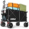 SLIDBEAT Chariot de Plage 220L 200KG, Chariot de Transport Pliable avec Roues Pivotantes à 360°, XXL Chariot de Jardin à Poignée à Rebond Automatique Tout Terrain avec Freins, pour Pêche Camping