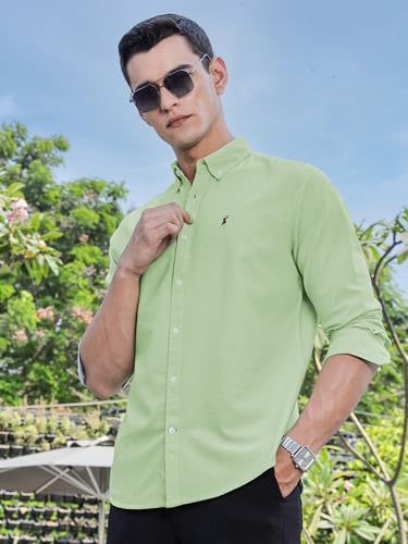 Image of Thomas Scott Men's Cricket Club Collection Classic Regular Fit Twill Shirt | 100% Cotton Long Sleeve Solid Shirt with Button Down Collar (Available in Plus Size)