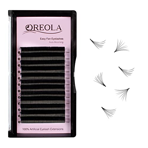 Oreola Self-Fanning Lashes Natural Volume Eyelash Extensions Auto Blooming 3D Fast Fan Lashes for Salon 1 Second D Curl 0.07 13mm
