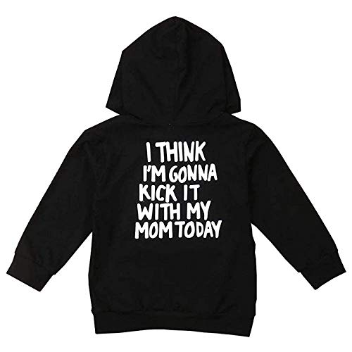 1-6T Toddler Baby Boy Girl Hoodies Sweatshirt Mom Dad Letter Hooded Pullover Girls Boys Fall Winter Casual Clothes Outfits (Black-Mom, 3-4 T)