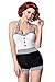 Produktbild Belsira Sexy Vintage Badeanzug Retro Look Muster Schwarz Wei Pin Up Stil Rockabilly 50s, Farbe:Schwarz/Wei;Gre:3XL