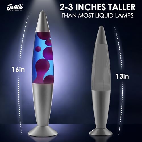 Image of JAMBO 16 inch Beautiful Motion Lamp - Blue with Purple Wax, Relaxing Liquid Night Light, Home Decor for Living Room, Office, Bedroom - Adults, Teens, Kids Magma Lamp