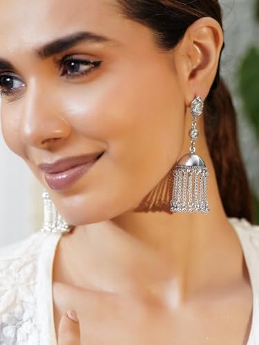 Image of Rubans Oxidised Jhumka Earrings Ghungroo Boho Statement Jewellery Gift for Women & Girls