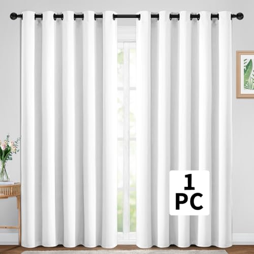 Yakamok Wide Thermal Blackout Patio Door Curtain Panel, Thermal Insulated Curtains, Grommet Extra Wide Curtains for Sliding Glass Door, Pure White, W70 x L84, 1 Panel
