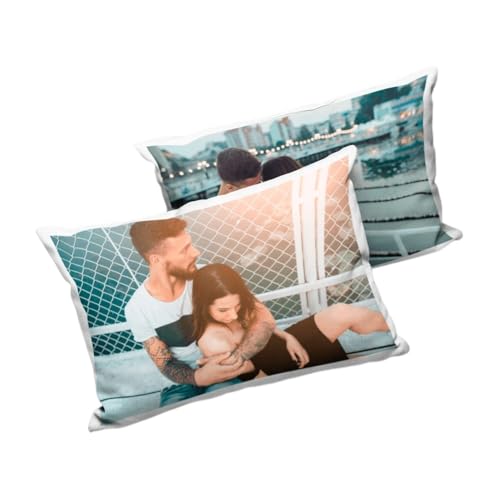 Regalisimos Cojín Personalizado por Las 2 Caras Tamaño 35 40 45 50 Relleno Opcional Cremallera Invisible Regalo Pareja Padre Madre Novio Novia Regalos Originales San Valentin (50 x 70)