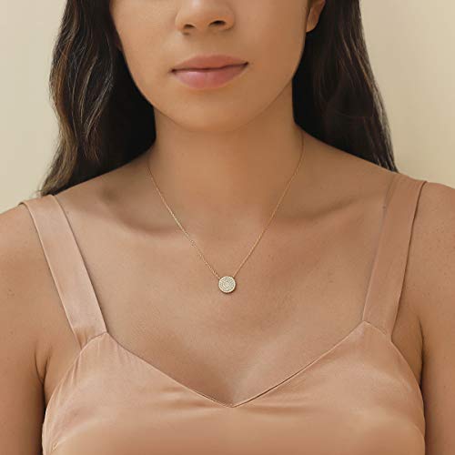 A+O Mother in law Necklace Gift- Pave Disc Necklace inSterling Silver, Gold Vermeil, Rose Gold Vermeil4